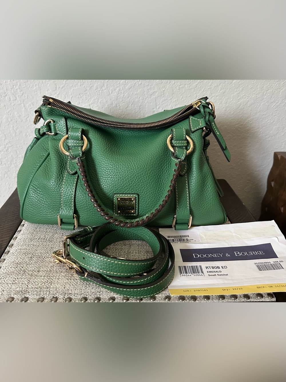 Dooney & Bourke Small Pebbled Leather Satchel - Emerlad - Picture 1 of 11